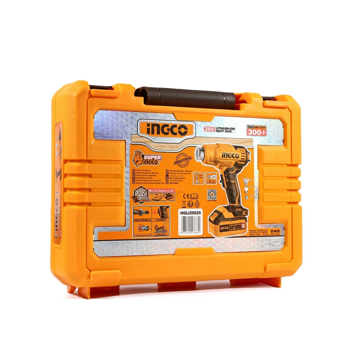 INGCO ปืนเป่าลมร้อนไร้สาย 20V+(แบตเตอรี่1ก้อน4.0Ah+แท่นชาร์จ1อัน) [HGLI20025]