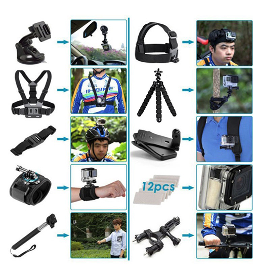 GoPro Accessories kit 50 in 1 Bundle Action Camera Accessory Kit ชุดอุปกรณ์เสริมกล้องแอคชั่น for GoPro Action Camera