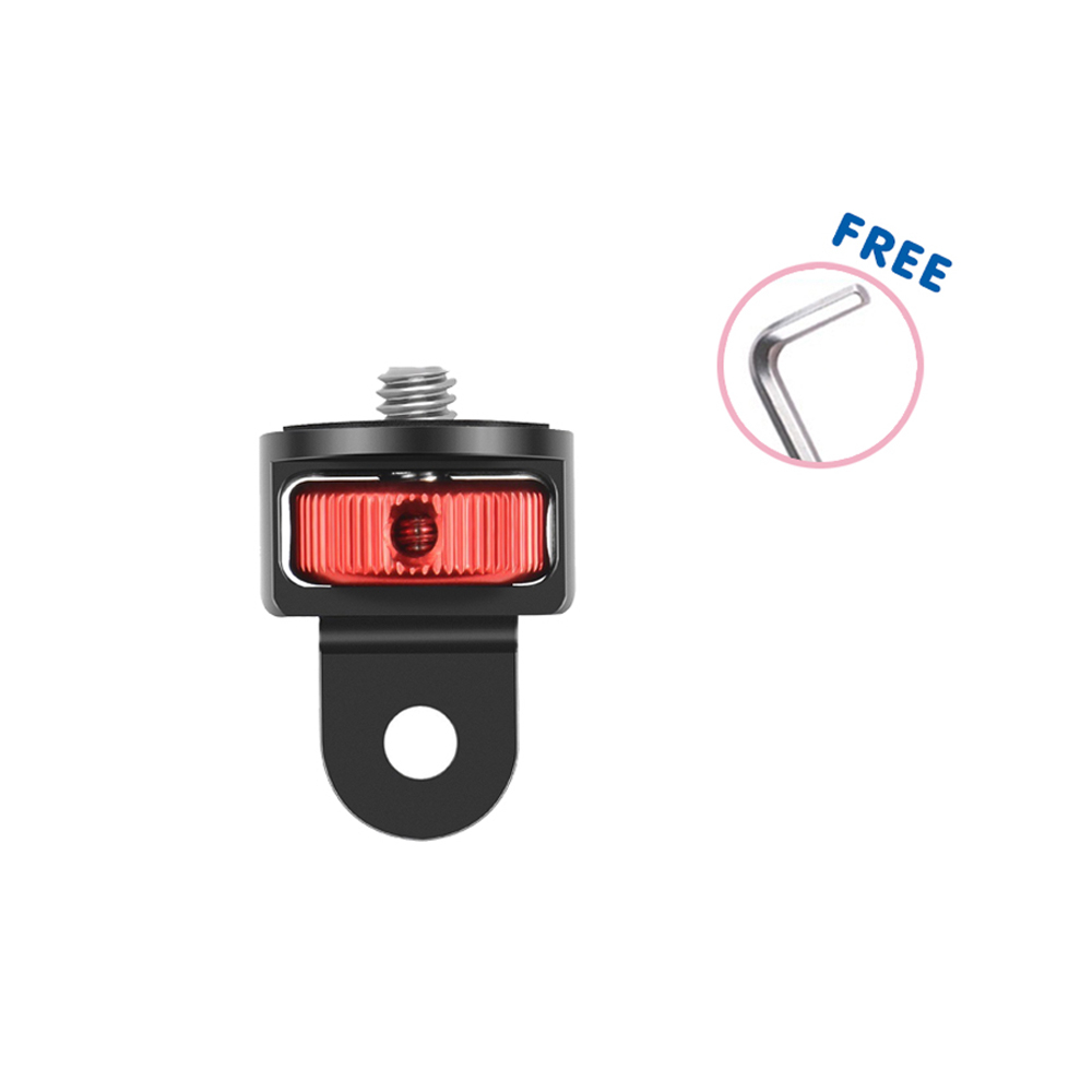 1/4 นิ้ว 360 องศา Black Red อะแดปเตอร์ขาตั้งกล้องอลูมิเนียม for GoPro / SJCAM / Xiaomi / Insta360 / action camera