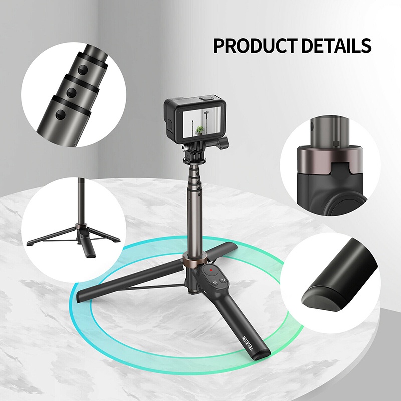 GoPro 11 / 10 / 9 / Max / Mobile Telesin 2 in 1 Vlog Selfie Stick - 0.7 m with Remote control ไม้รีโมทคอนโทรล+ขาตั้ง รีโมทบลูทูธ