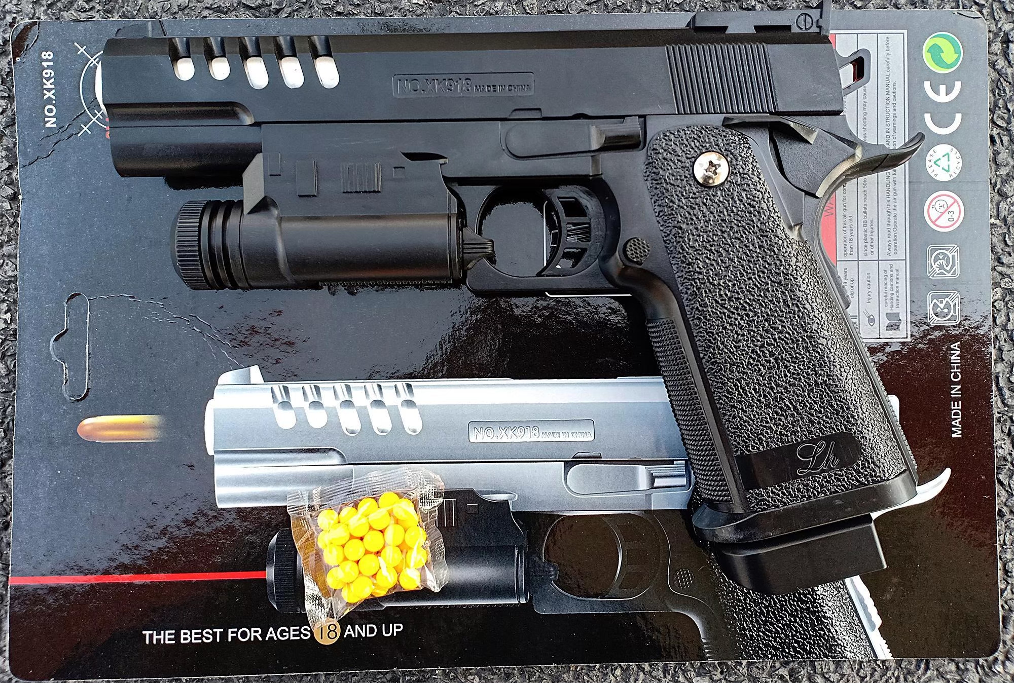 ปืนของเล่น ปืนพลาสติก ปืนอัดลม ปืนพกสั้น ติดเลเซอร์ XK918