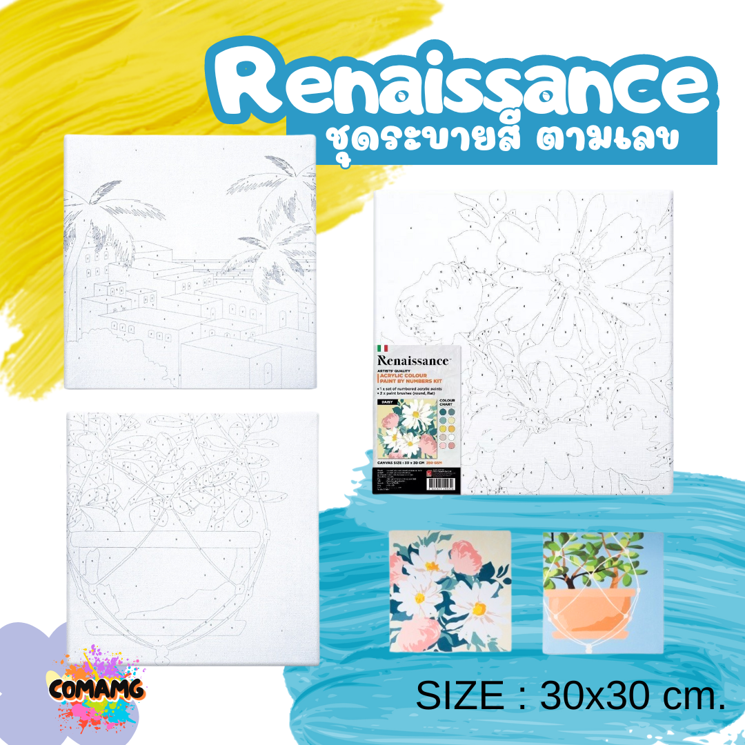 Renaissance ชุดแคนวาส ชุดระบายสีตามเลข Paint by Number Kit Size 30x30 cm. พร้อมส่ง
