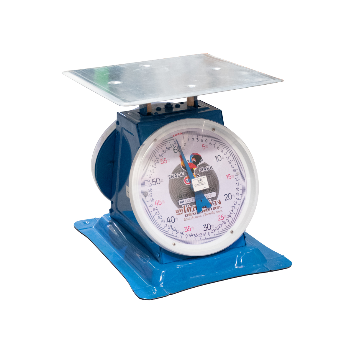 เครื่องชั่งสปริง จานแบน ตราไก่ 3 ห่วง พิกัด 60kg.