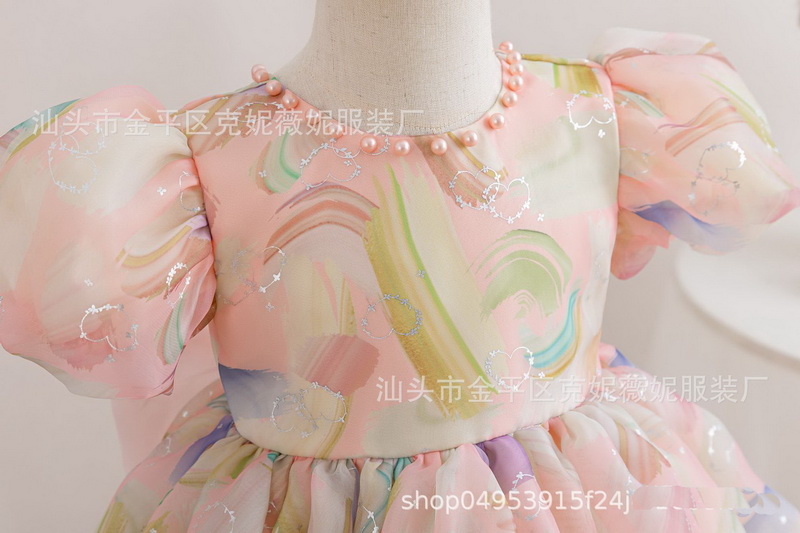 Gd4050- พร้อมส่งจากไทย ชุดราตรีเด็กสีชมพู ชุดออกงานเด็กหญิงทรงสั้น ลายสวยหวาน แต่งโบว์และมุกสุดสวยหวาน มีแขนตุ๊กตา ลุคคุณหนูสุดน่ารัก สำหรับเด็กเล็ก-เด็กโต