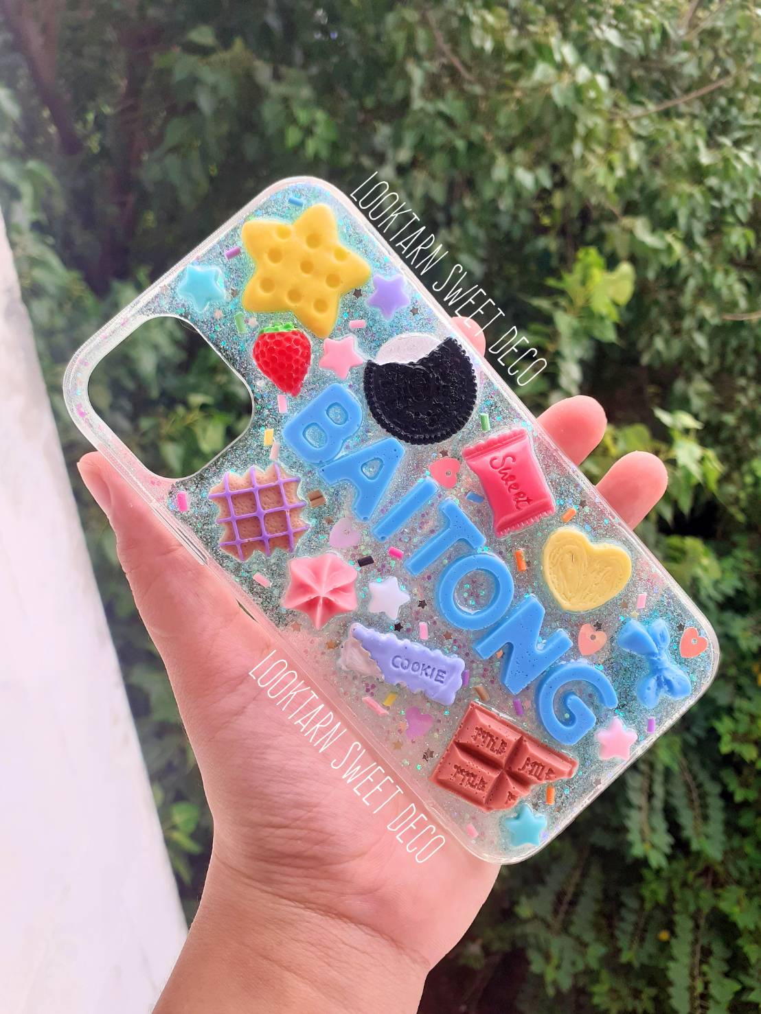 เคสเรซิ่นกากเพชรสีฟ้า