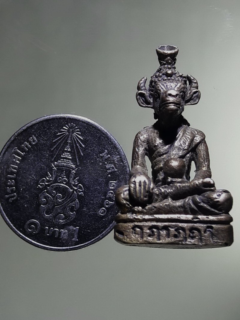 Antig FB 12902 รูปหล่อโบราณพระฤาษีหน้าวัว วัดลิ้นทอง จังหวัดอ่างทอง เนื้อโลหะผสมหล่อตัน