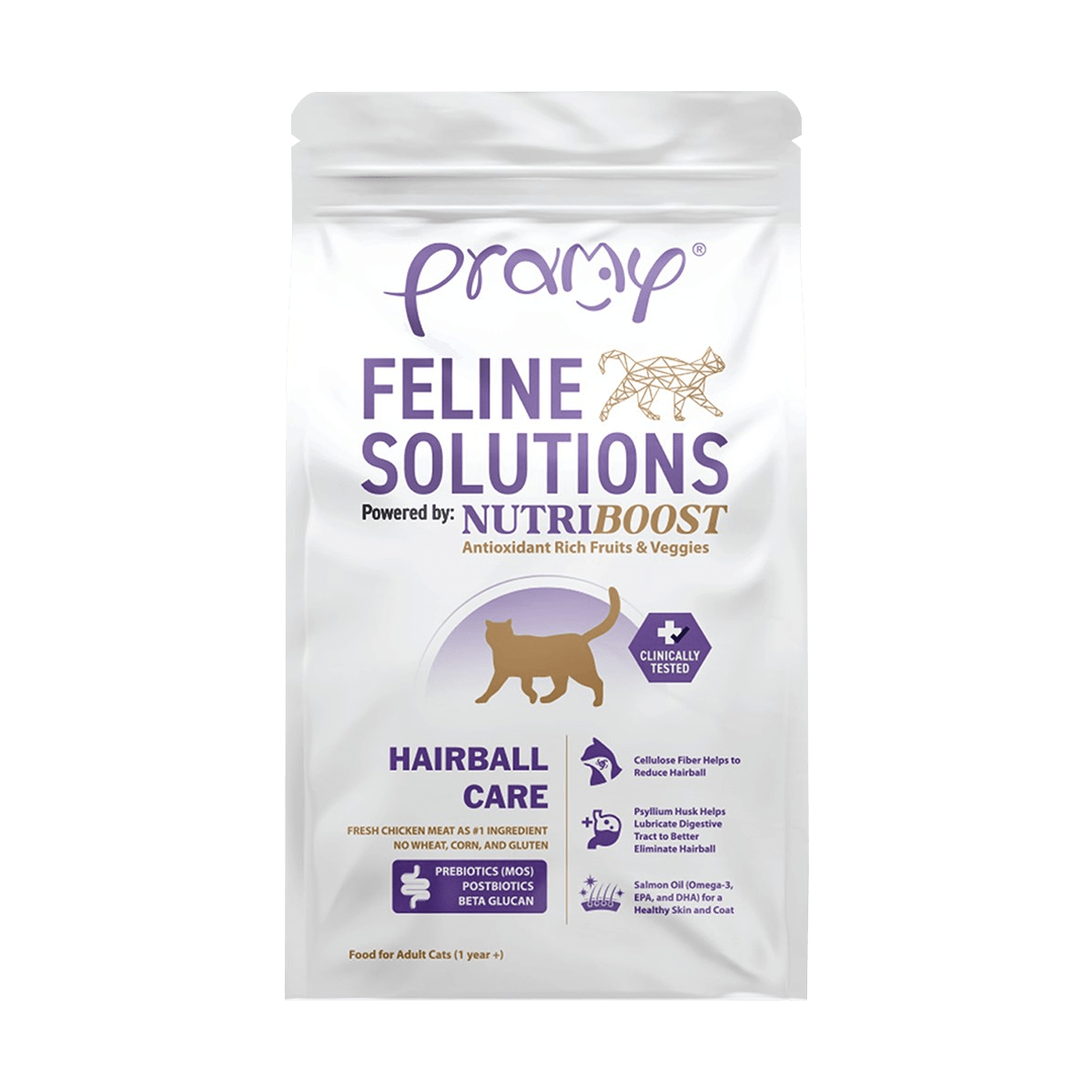 Pramy อาหารแมว สูตรเฉพาะทาง [URINARY / HAIRBALL / SKIN & COAT] พัฒนาโดยสัตวแพทย์ ไก่สด แซลมอน ข้าวกล้อง ดูแลสุขภาพครบ ขนาด 2.3kg