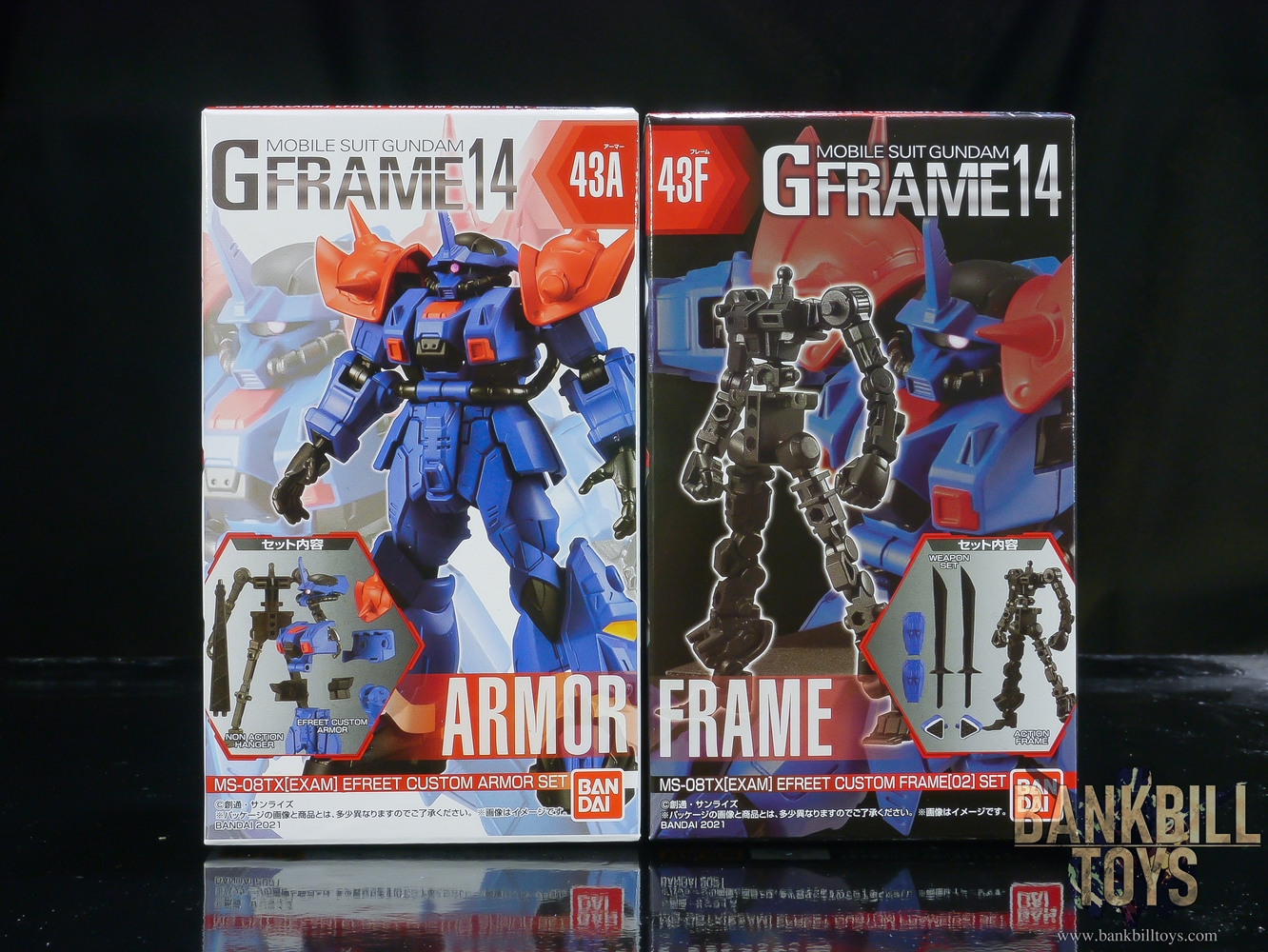 กันดั้ม Bandai Candy Toy Mobile Suit Gundam G Frame 14 No.43A MS-08TX[EXAM] Efreet Armor Set + No.43F MS-08TX[EXAM] Efreet Frame[02] Set (เซ็ตคู่ 2 กล่อง)