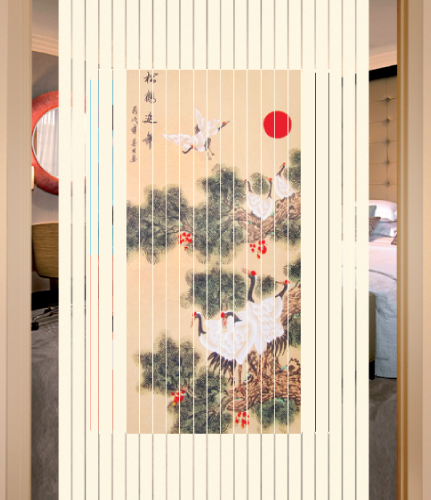 WSP มู่ลี่ประตูแบบสกรีนภาพตรงกลาง TK-32 80x200cm. 031