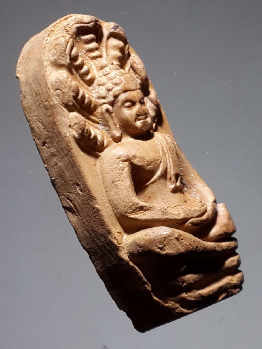 รหัสสินค้า พระไม่ทราบที่ 389 พระนาคปรก เนื้อดินเผา หลังเรียบ ไม่ทราบที่