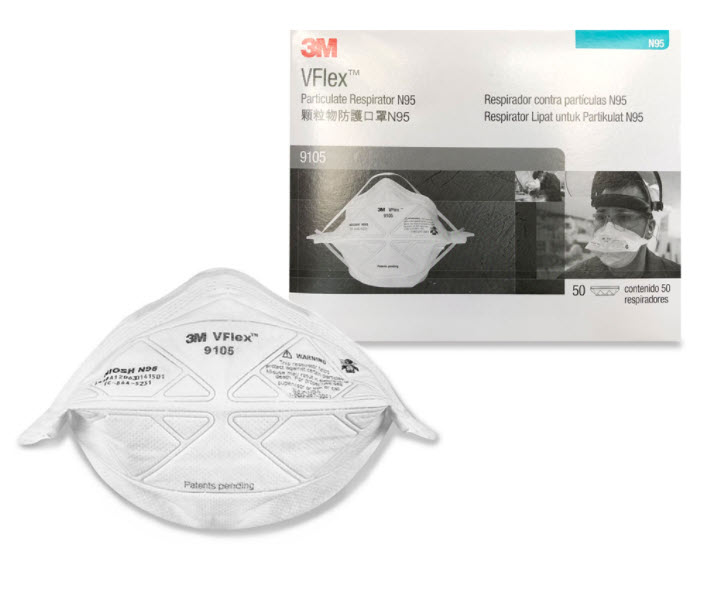 3M หน้ากากป้องกันแบบพับ VFLEX N95 9105 3M (50ชิ้น/กล่อง)