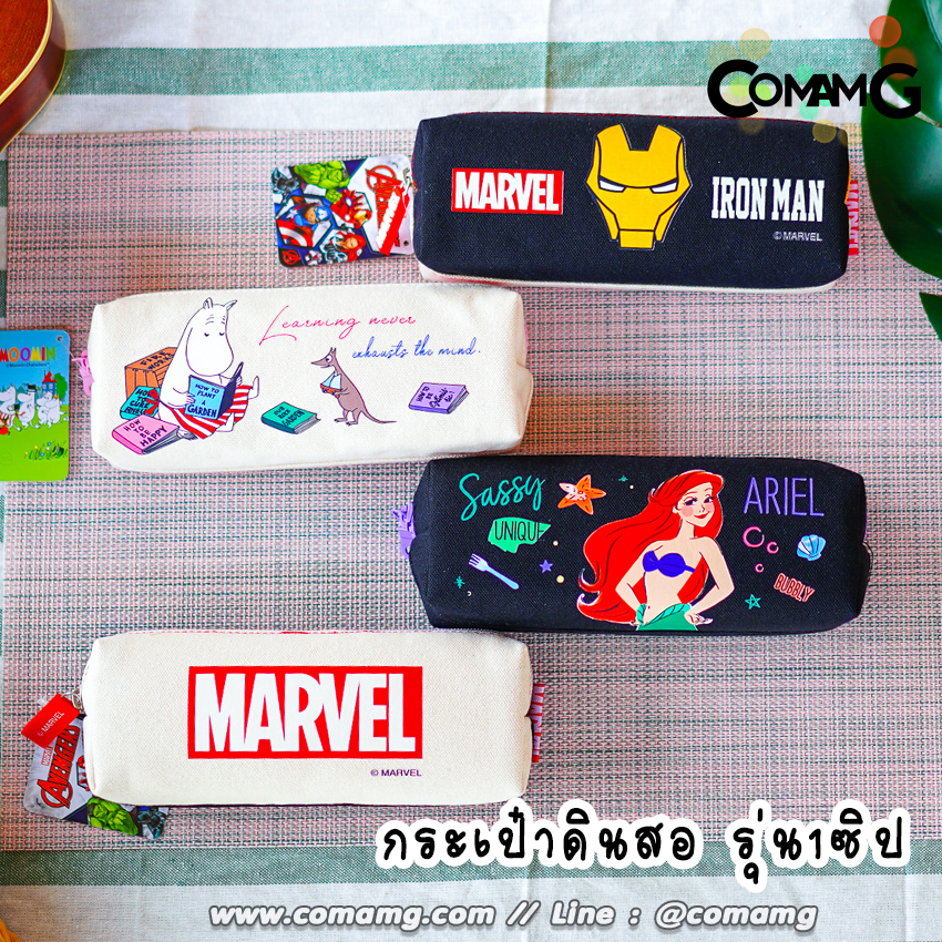 กระเป๋าดินสอ ที่ใส่ดินสอ กระเป๋าเครื่องเขียน ผ้าแคนวาส ลายการ์ตูนลิขสิทธิ์แท้