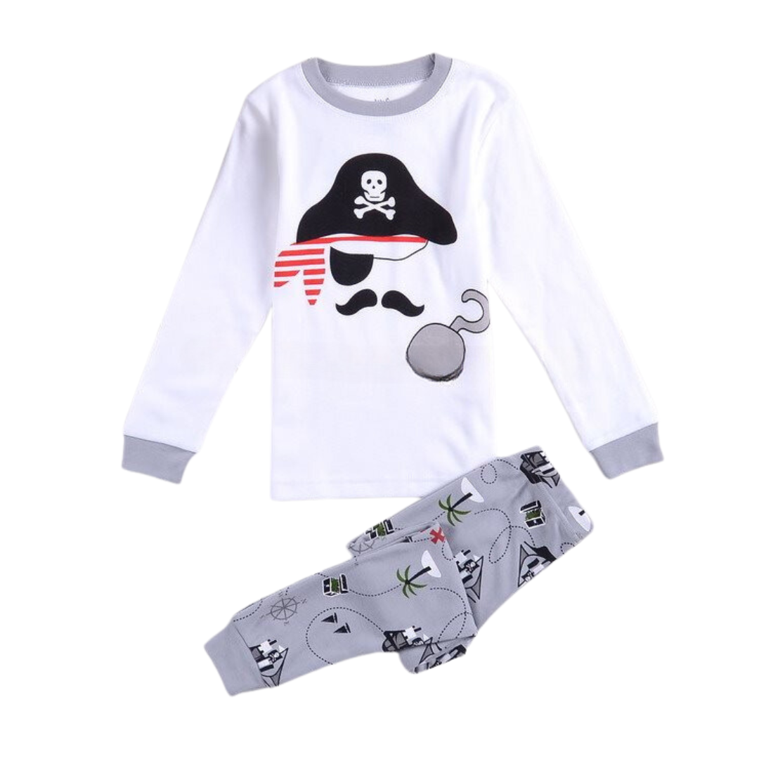 L-KAB-029 ชุดนอนเด็กผู้ชาย สีขาวเทา โจรสลัด