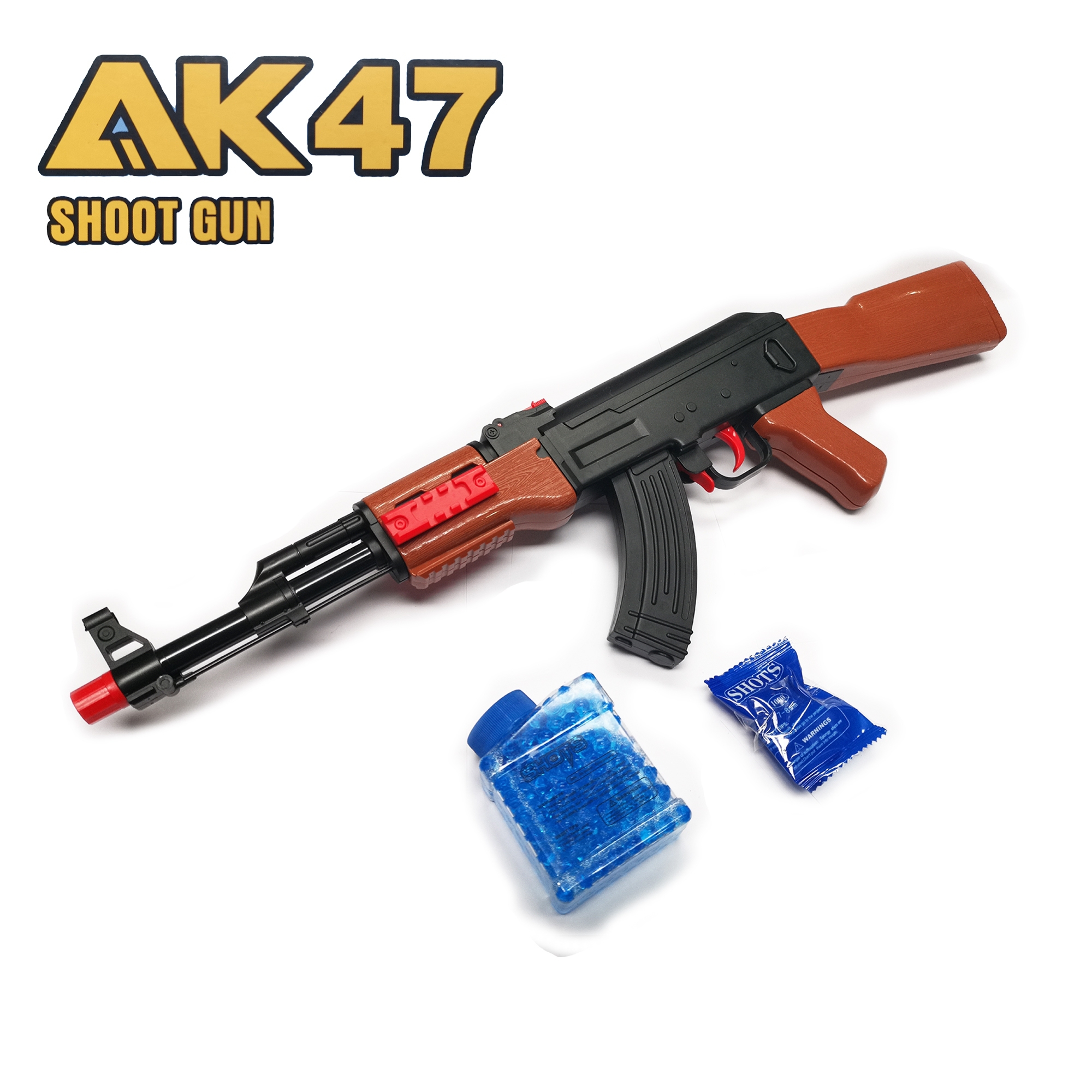 ปืนของเล่น ปืนอัดลมพลาสติกยิงกระสุนเจล กระสุนโฟม ปืนอัดลมยิงกระสุนเจล AK47 SHOOT GUN มี 2 ขนาด