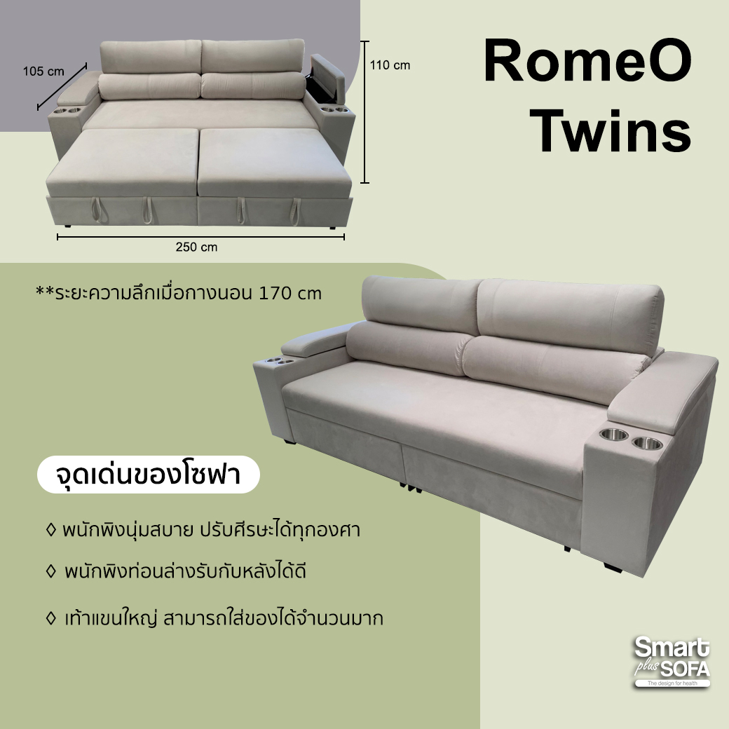 โซฟาเบด รุ่น RomeO Twins 250 cm