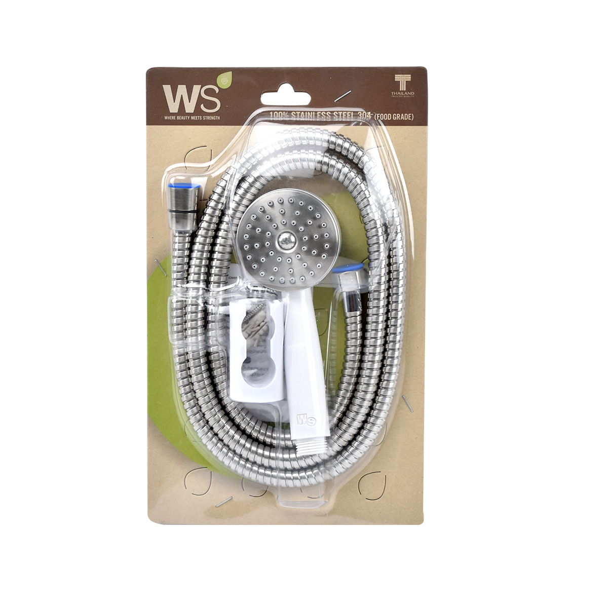 WS ฝักบัวมือถือพลาสติกสีขาว 2.5นิ้ว 1จังหวะ รุ่น WS-8130PW