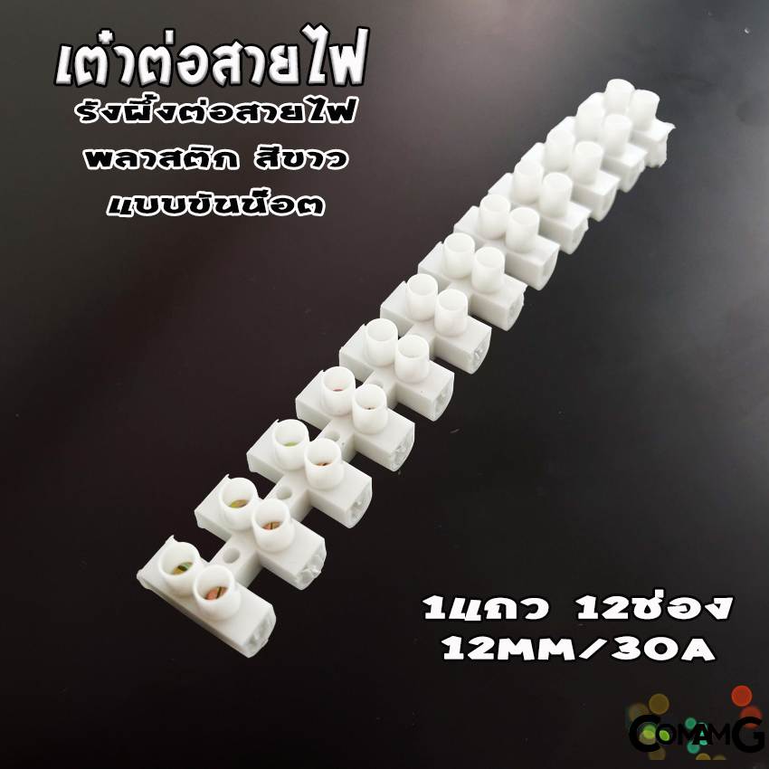เต๋าต่อสายไฟ เต๋าต่อสาย เทอร์มินอล รังผึ้งต่อสายไฟ สีขาว 12ช่อง เบอร์2.5-16mm 3A-30A