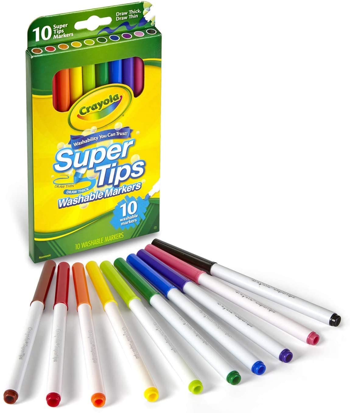 สีเมจิก Crayola SuperTips สีล้างออกได้ หัวแบบซุปเปอร์ทิปส์ วาดเส้นบางและหนาได้ในแท่งเดียว