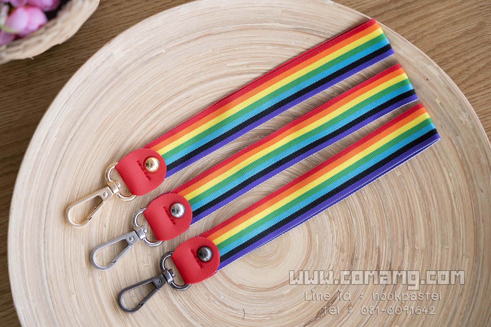 สายกระเป๋า สายคล้องมือผ้าสีรุ้ง