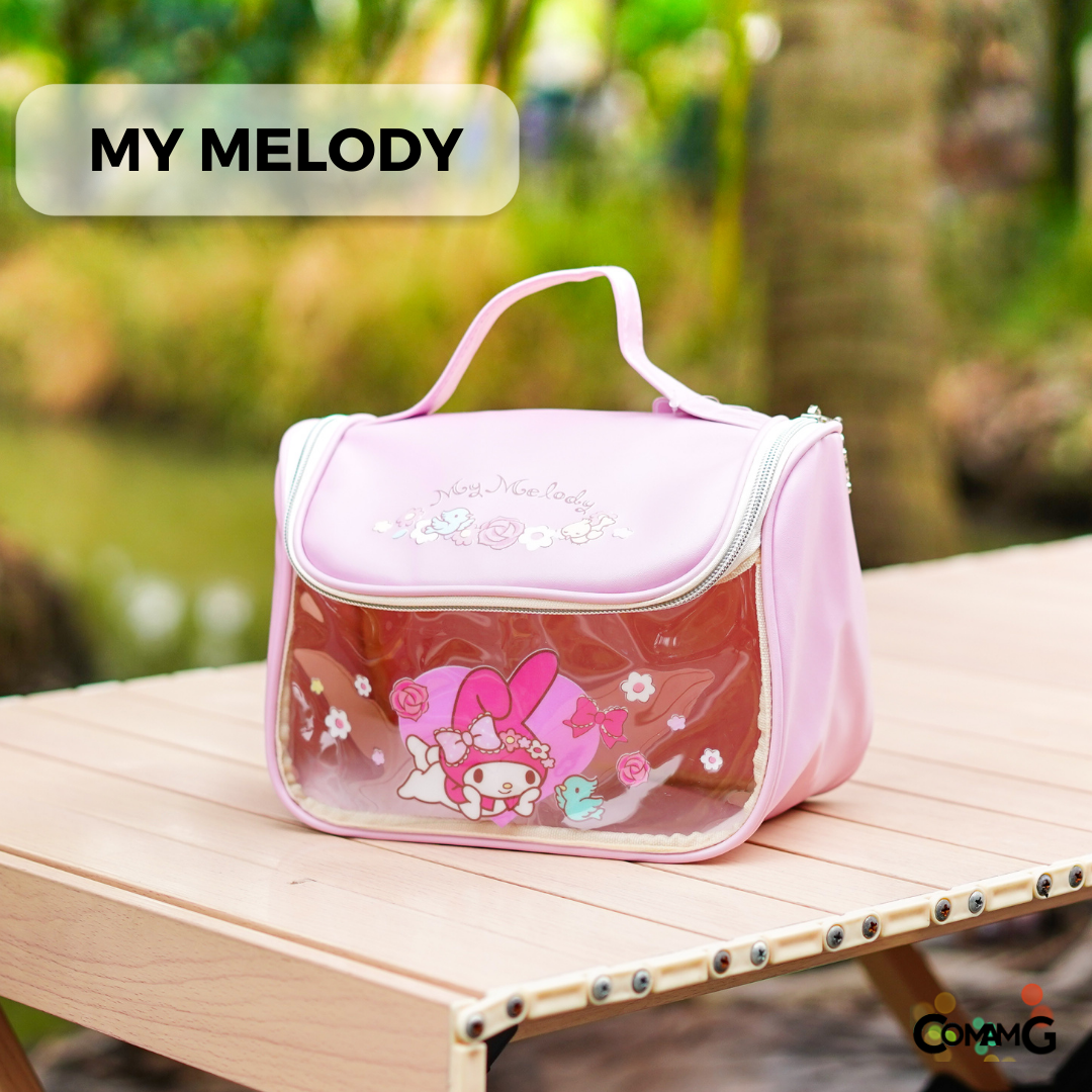 กระเป๋าใส่เครื่องสำอางค์ ใบใหญ่ มีหูหิ้วเปิดได้กว้าง ลายการ์ตูนน่ารักซานริโอ้ ลิขสิทธิ์แท้ พร้อมส่ง