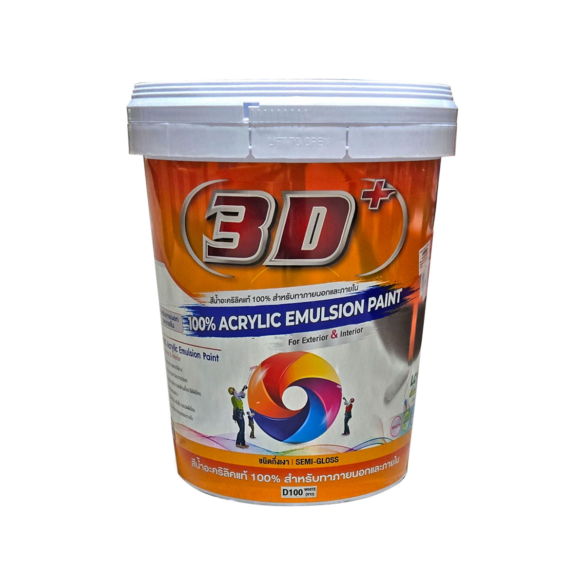 3D สีน้ำภายนอกกึ่งเงา White(ขาว) ขนาด 17L. D-100