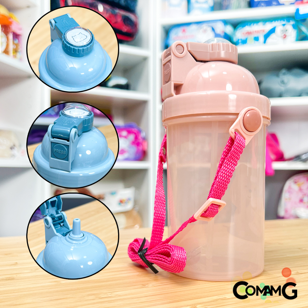 กระติกน้ำเด็กคล้องคอ มีสายคล้องคอปรับได้ มีหลอดดูด ปลอดสายBPA สินค้าพร้อมส่ง