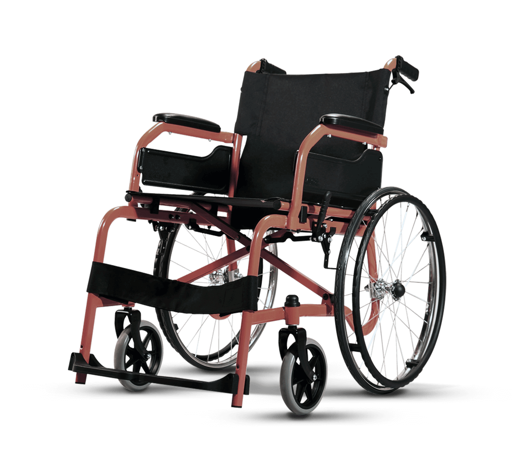 รถเข็นโครงเหล็ก แบรนด์โซม่า รุ่น CHM100 (WheelChair SOMA CHAMPION 100) โครงสีน้ำเงิน ล้อหลัง 22 นิ้ว เบาะสีดำ 18 นิ้ว ของแท้ รับประกันศูนย์ไทย 1 ปี