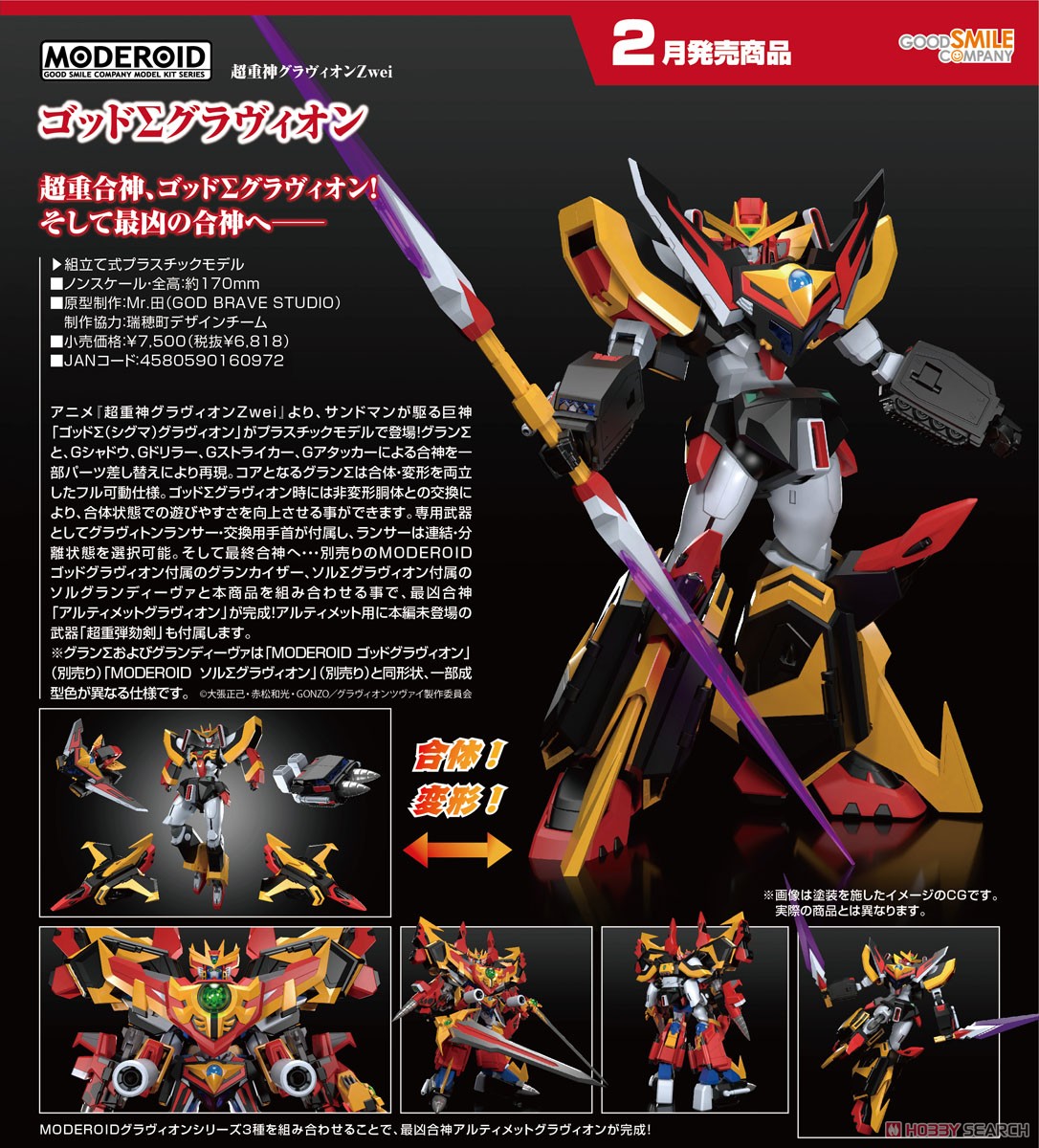 (Preorder ปิดรับวันที่10/6/2022 )เปิดรับPreorder มัดจำ 300 บาท MODEROID God Sigma Gravion (Plastic model
