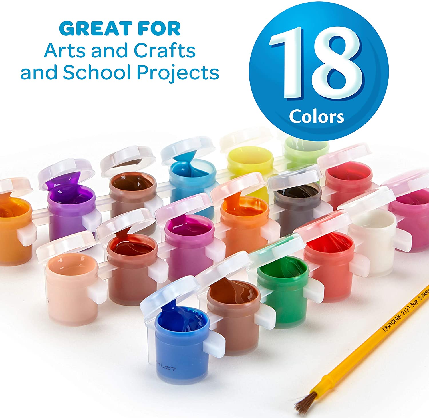 Crayola สีน้ำล้างออกได้ Washable Kids Paint 18สี พร้อมพู่กัน