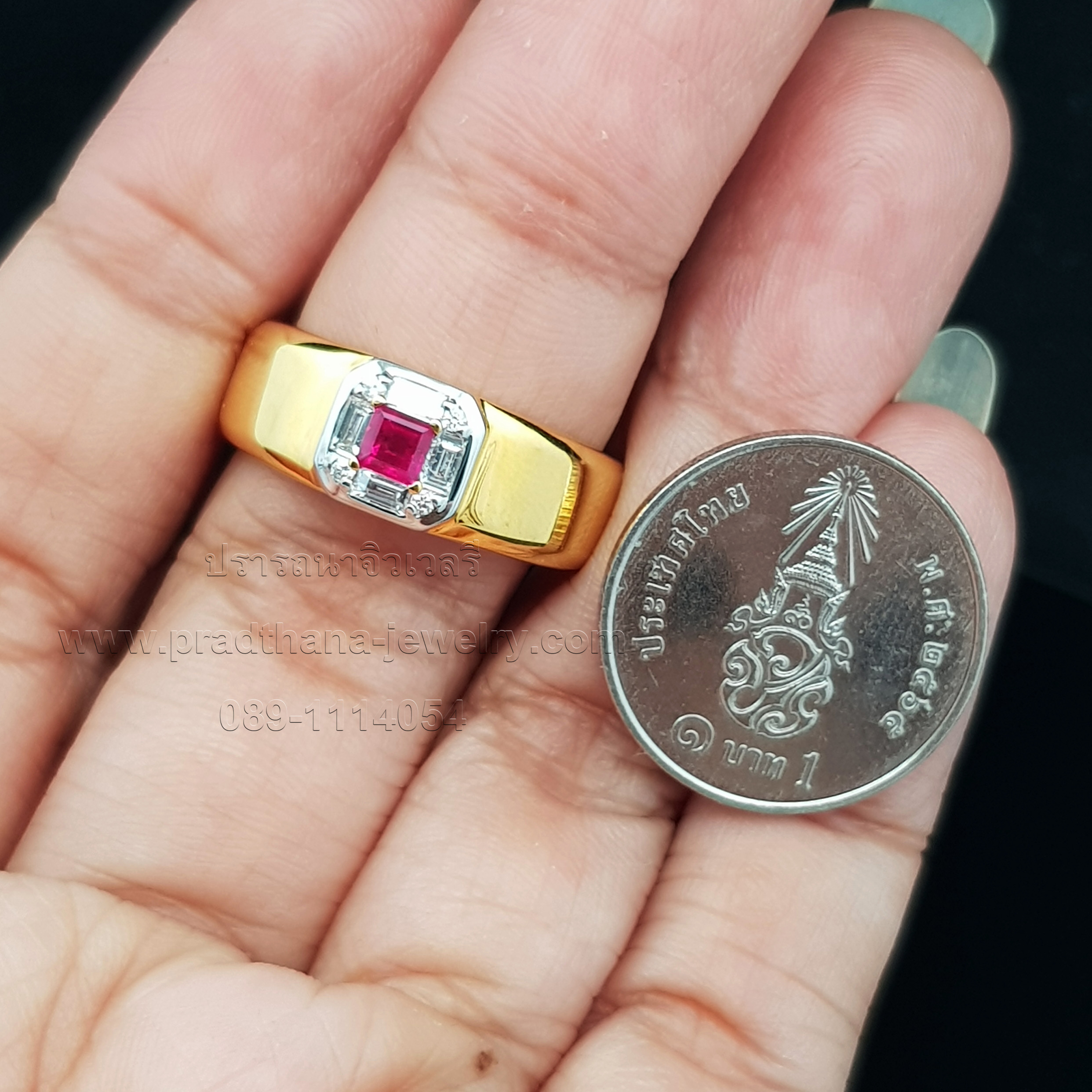 แหวนปลอกมีดทับทิมประดับเพชร **ขายแล้ว**