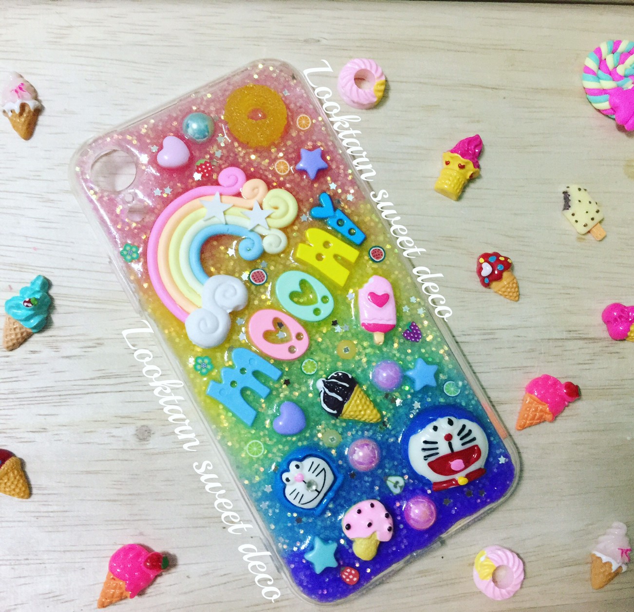 เคสกากเพชรรุ้ง อักษรคละสี