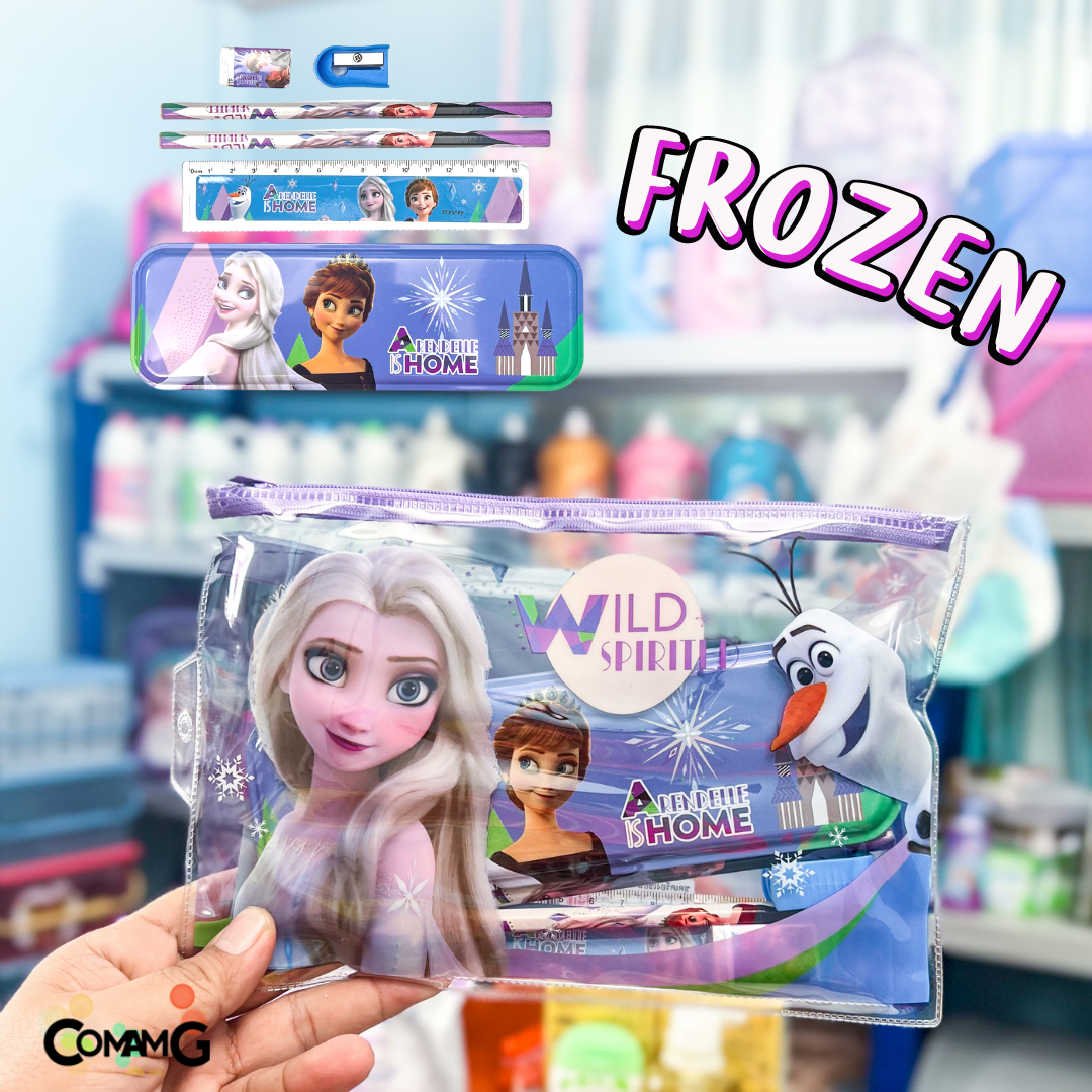 ชุดกระเป๋าดินสอ ใส่เครื่องเขียน ดินสอ ยางลบ ไม้บรรทัด กบเหลา และกล่องดินสอ ลายการ์ตูนลิขสิทธิ์แท้