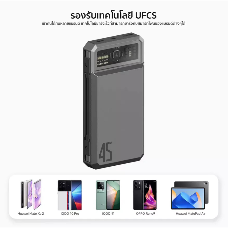 Orsen Eloop E59L สีเทา Power Bank PD 30W QC 3.0 20000mAh พาวเวอร์แบงค์ ชาร์จเร็ว
