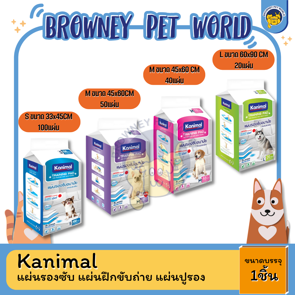 Kanimal แผ่นรองซับ แผ่นฝึกขับถ่าย แผ่นปูรอง