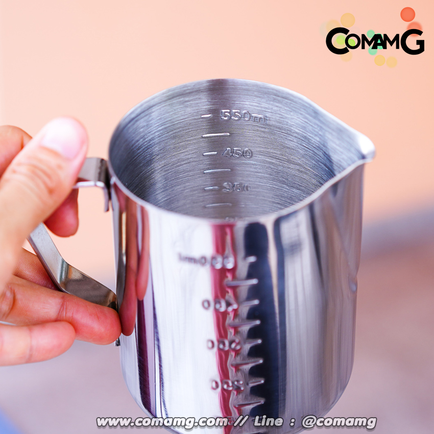 เหยือกตีฟองนมสแตนเลส 350ml/550ml พิชเชอร์ ถ้วยตีฟองนม สแตนเลส Stainless Milk Pitcher