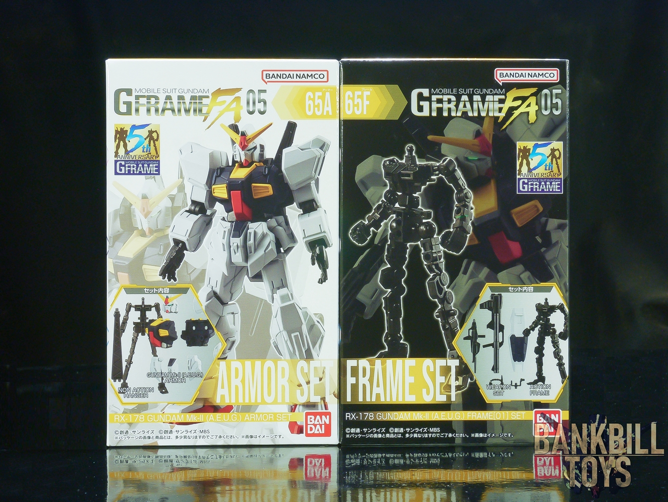 กันดั้ม Bandai Candy Toy Gundam G Frame FA 05 No.65A RX-178 Gundam Mk-II [A.E.U.G.] Armor Set + No.65F RX-178 Gundam Mk-II [A.E.U.G.] Frame[01] Set (เซ็ตคู่ 2 กล่อง)