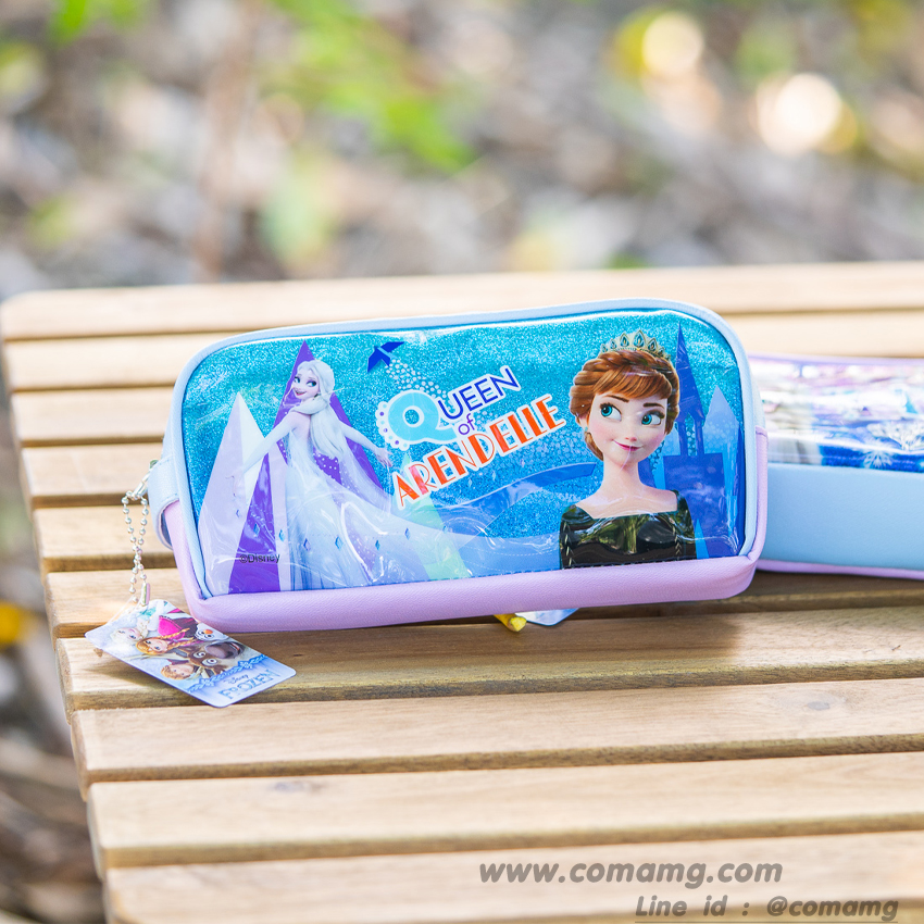กระเป๋าดินสอเอลซ่า&อันนา หนังแก้วกากเพรช ทรงซิปโค้งใหญ่