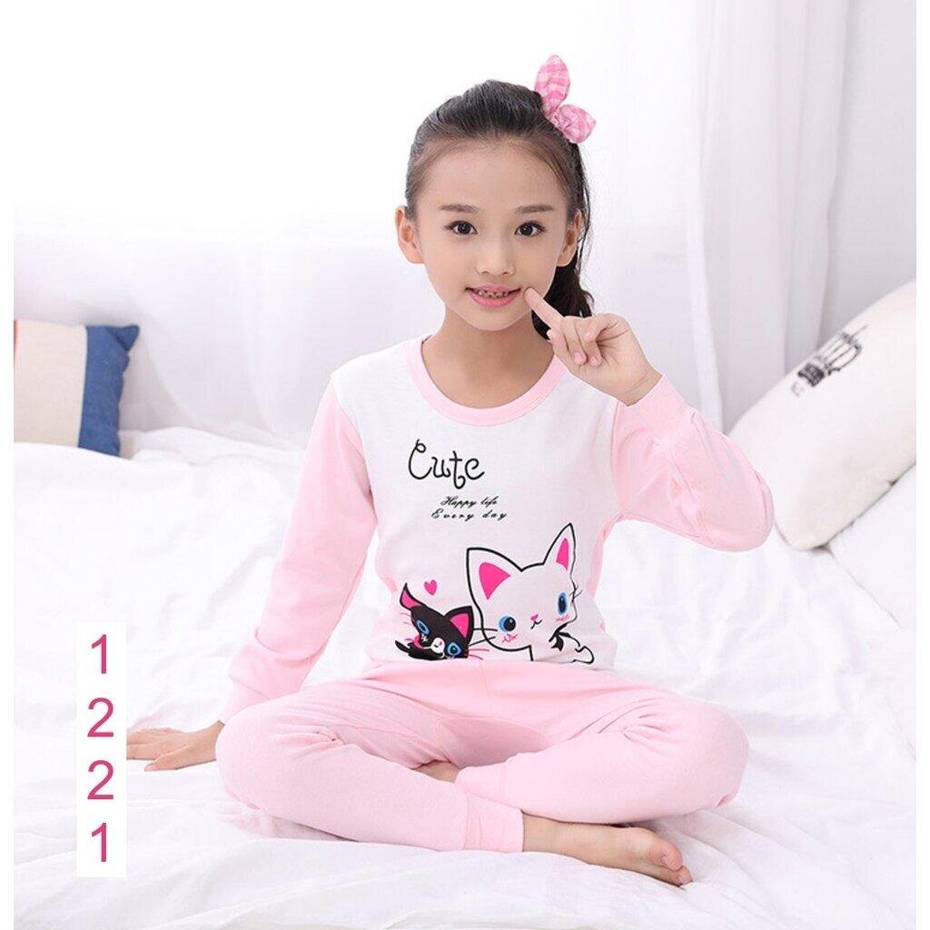 GM-2 ชุดนอนเด็กผู้หญิงแขนยาวขายาว พร้อมส่ง 3-12 ขวบ