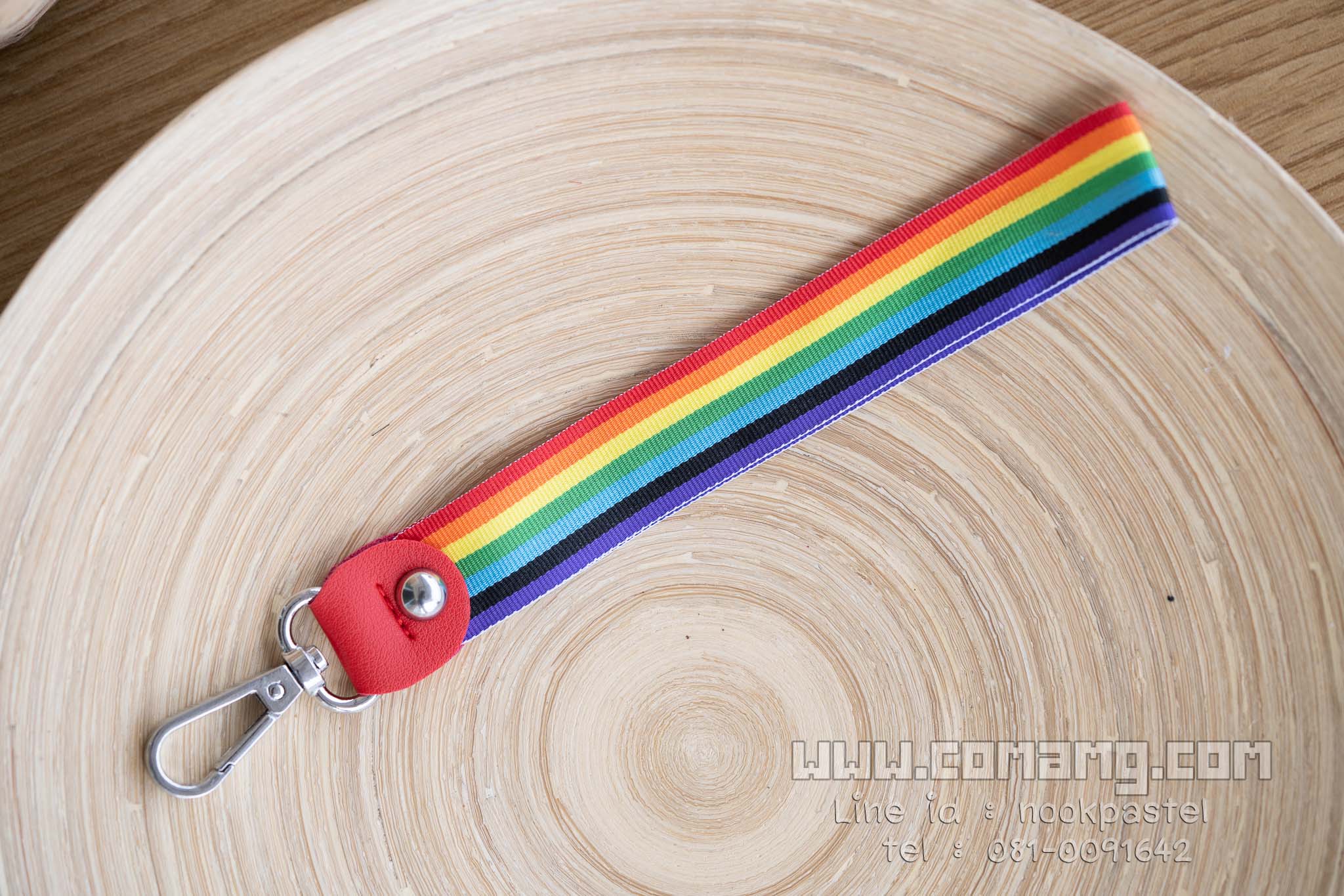 สายกระเป๋า สายคล้องมือผ้าสีรุ้ง