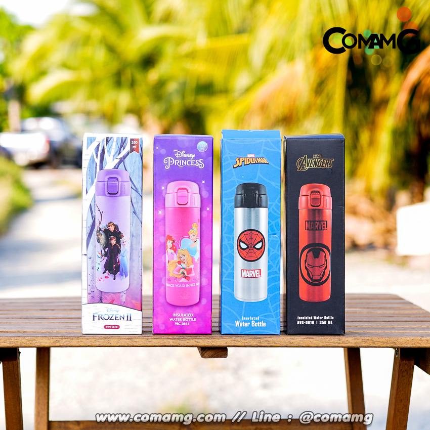 กระติกน้ำเด็ก กระติกน้ำสแตนเลส เก็บอุณหภูมิร้อน-เย็น ลายการ์ตูนลิขสิทธิ์แท้ รุ่น0818