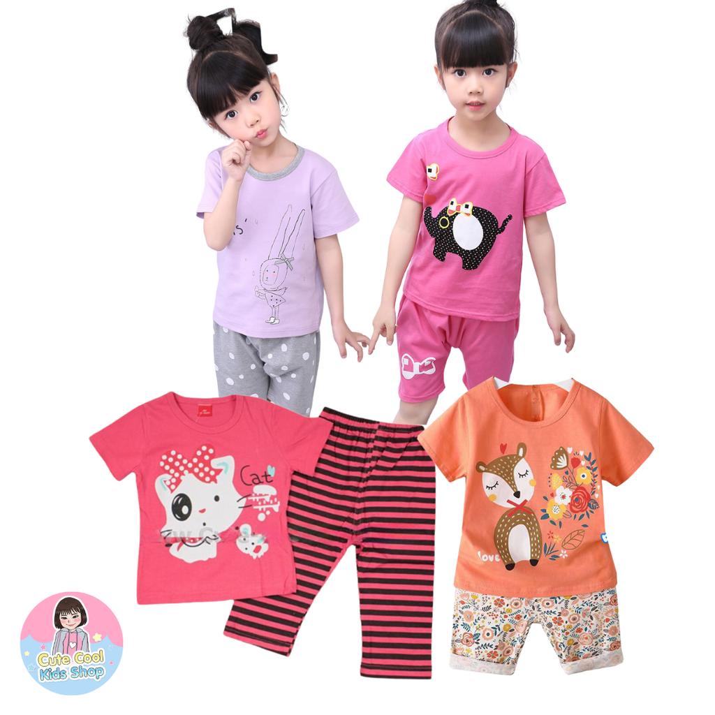 SG-A ชุดเซ็ตเด็กผู้หญิง แขนสั้นขาสั้น มีขนาด 1-8 ขวบ