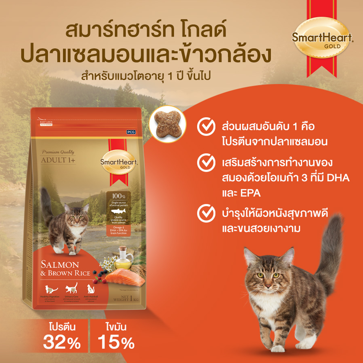 Smart Heart Gold Cat Lamb and Brown Rice สมาร์ท ฮาร์ท โกลด์ แมว แกะและข้าว ขนาด 3 Kg