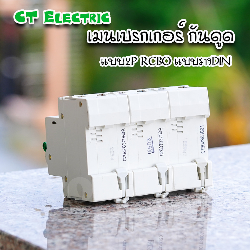 CT Electric เมนเบรกเกอร์RCBO กันดูด 2P เป็นRCBO สำหรับตู้แบบเกี่ยวรางDIN