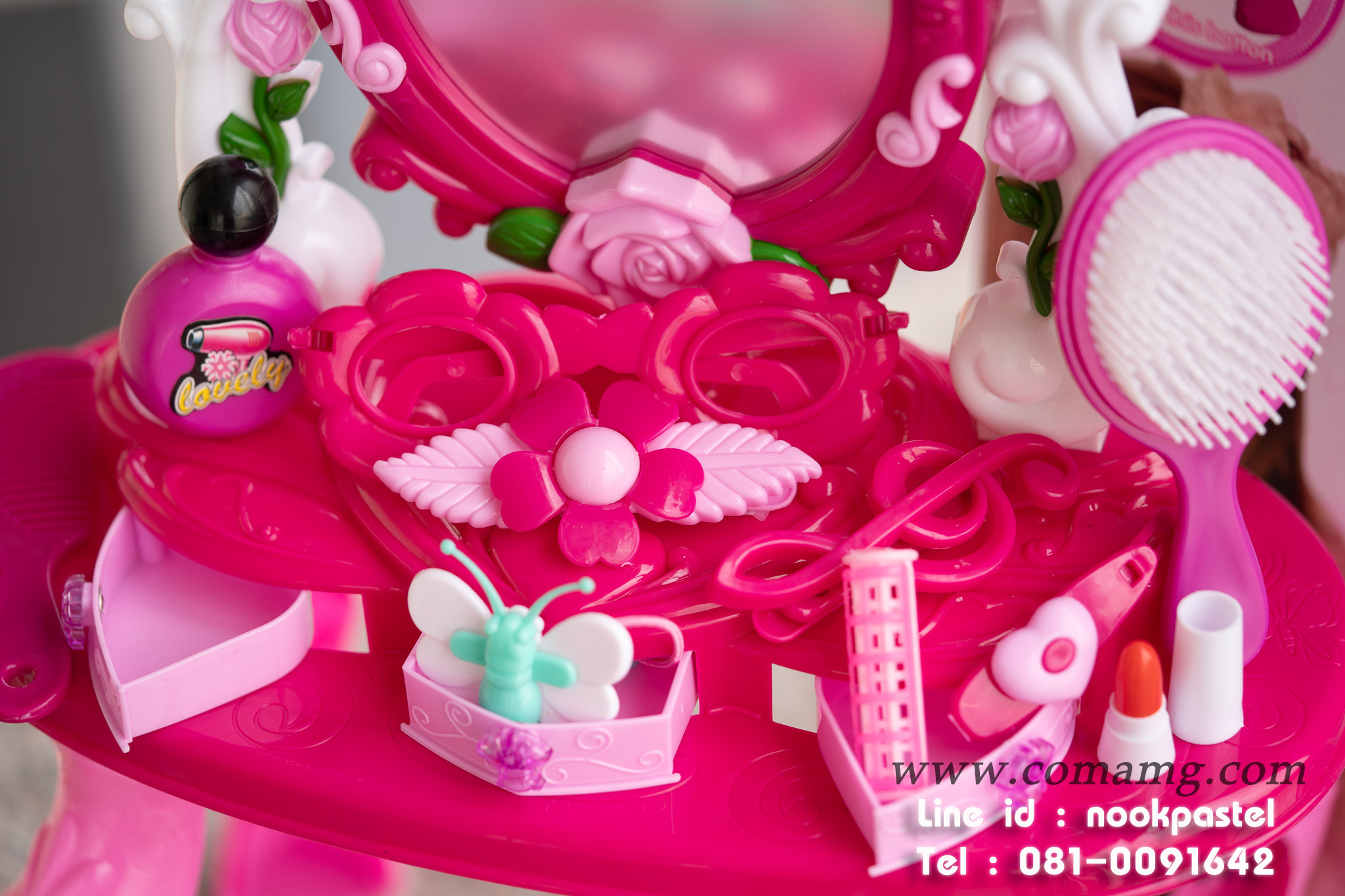 โต๊ะแต่งตัว สีชมพู (มีไฟ+มีเสียง)