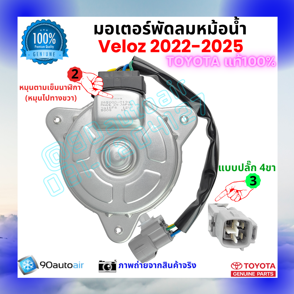 มอเตอร์พัดลมหม้อน้ำ เวลอซ Veloz 2022-2025 คุณภาพพรีเมี่ยม ของแท้ ศูนย์โตโยต้า 100%