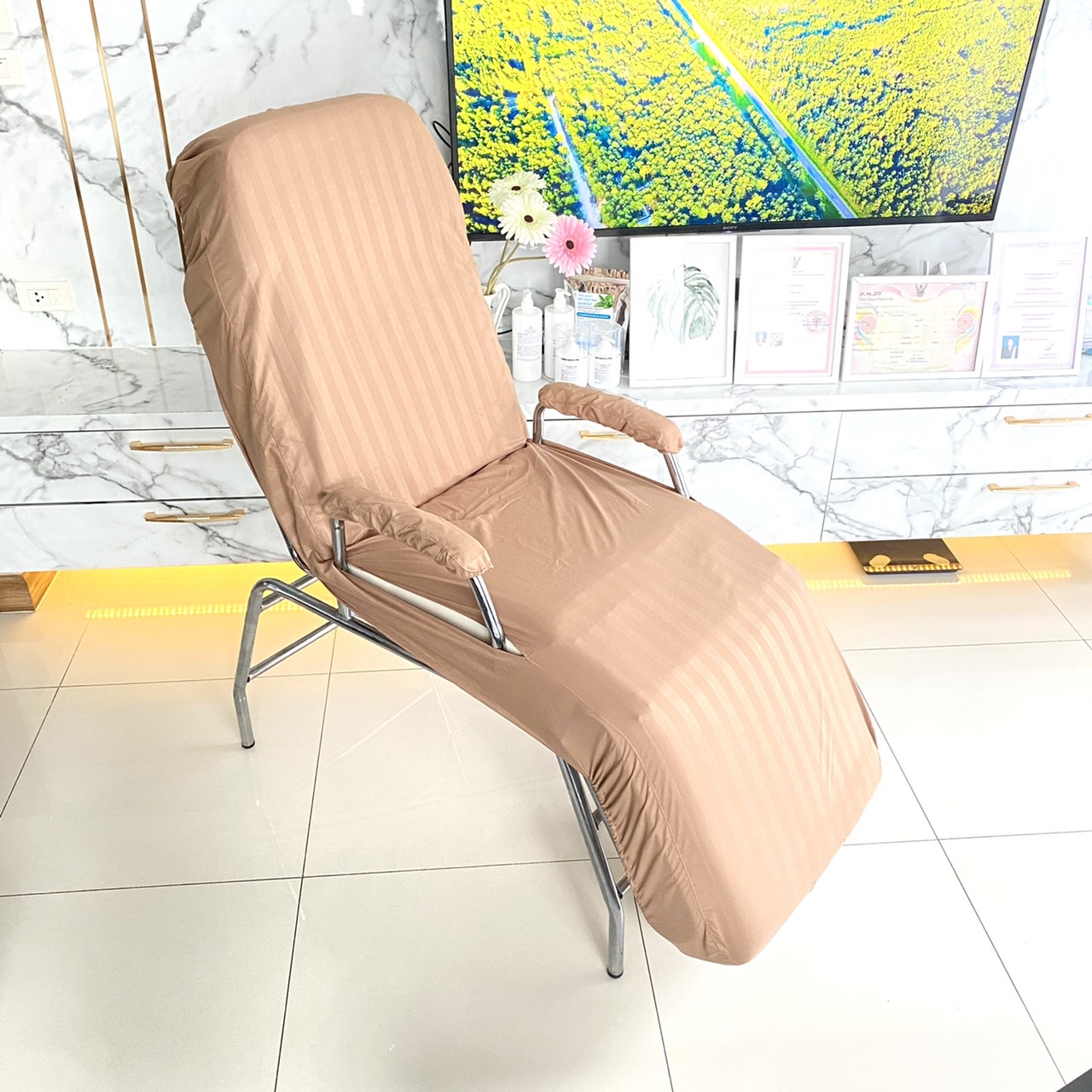 ผ้าปูเตียงทรีทเม้น(K) ผ้าคลุมเตียงนวดหน้า ผ้าปูเตียงคลีนิก ผ้าปูเตียงทำหน้า เตียงกลไก(60*165cm)