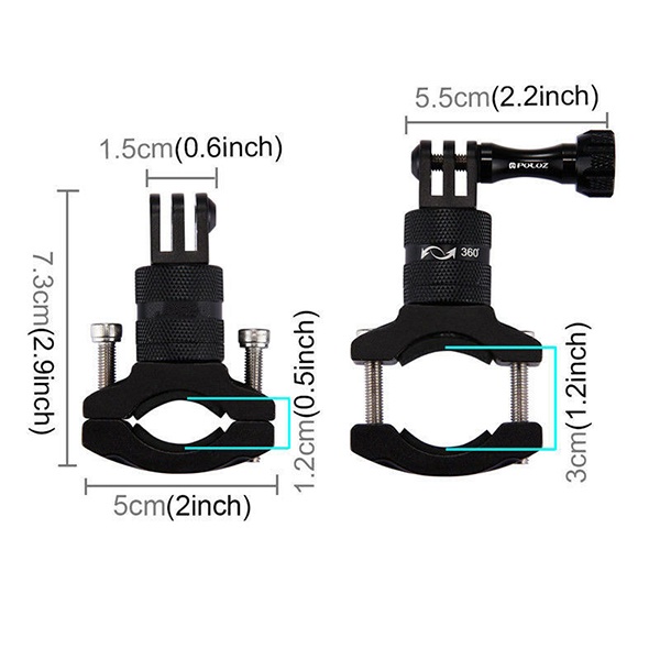 GoPro Bicycle Mount Bike Motorcycle Holder ขาจับแฮนด์อลูมิเนียม หัวหมุนได้ 360 องศา Free Wrech