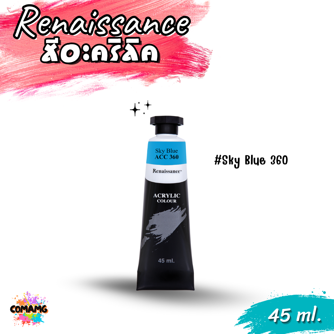 Renaissance Artists acrylic color สีอะคริลิค ขนาด 45 ml. กันน้ำ สีเพ้นท์ไม้ เพ้นท์รองเท้า เพ้นท์ผ้า เรนาซองซ์