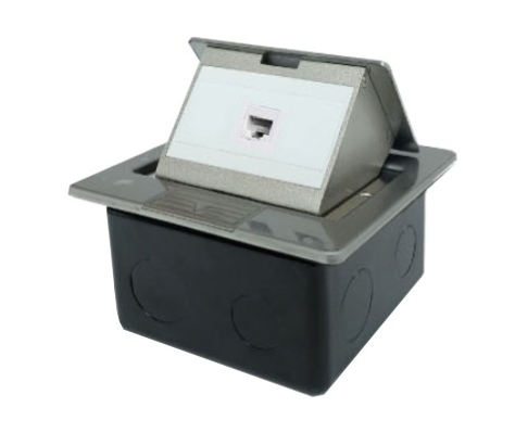 CAT 6 NEW POP-UP STAINLESS 1 PORT OUTLET w/DAMPING- เต้ารับฝังพื้นมี Damping