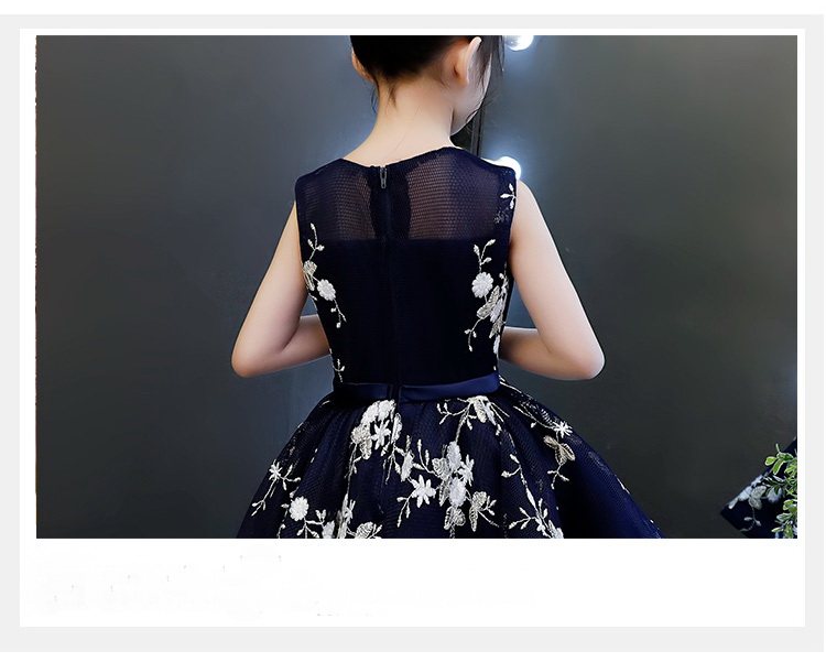 Gd34141 พร้อมส่งชุดเดรสออกงานเด็กสีน้ำเงินเข้มแบบกรมท่า